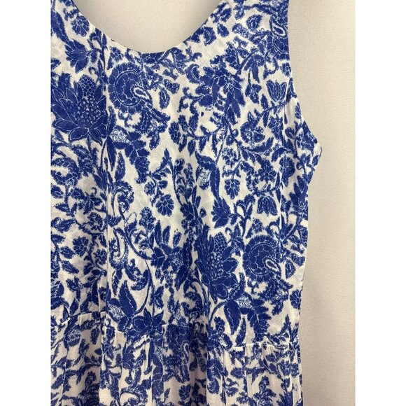 Women’s Free People Medium Blue & White Floral Maxi Dress with Tie Straps - Picture 3 of 7